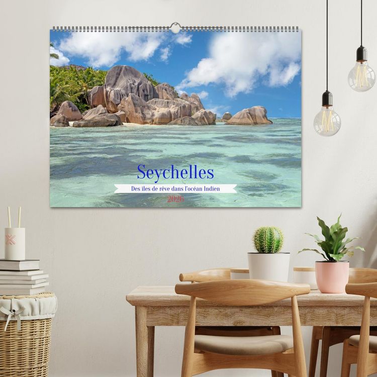 Produktbild: Seychelles - Des &icirc;les de r&ecirc;ve dans l'oc&eacute;an Indien (Calendrier mural 2026 DIN A2 vertical), CALVENDO calendrier mensuel