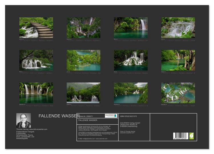 Produktbild: FALLENDE WASSER (Wandkalender 2026 DIN A2 quer), CALVENDO Monatskalender