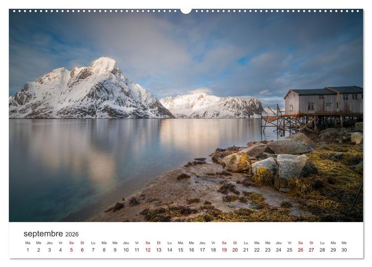 Produktbild: R&eacute;flexions dans les &icirc;les Lofoten (Calendrier mural 2026 DIN A2 vertical) calendrier de bureau