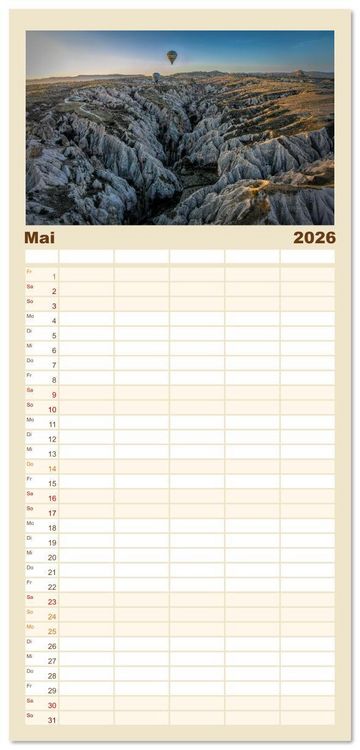 Produktbild: Familienplaner 2026 - Hei&szlig;luftballons Die sanften Riesen mit 5 Spalten (Wandkalender, 21 x 45 cm) CALVENDO