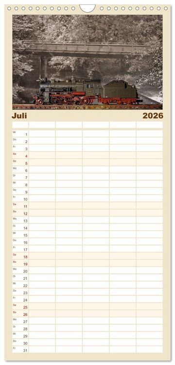 Produktbild: Familienplaner 2026 - Dampflokomotiven in Spur N mit 5 Spalten (Wandkalender, 21 x 45 cm) CALVENDO