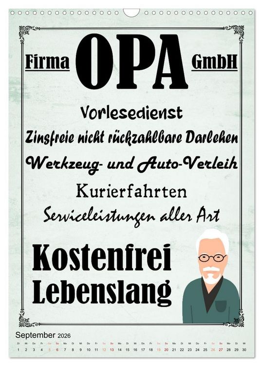Produktbild: Opa ist der Coolste (Wandkalender 2026 DIN A3 hoch), CALVENDO Monatskalender