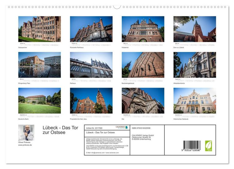 Produktbild: L&uuml;beck - Das Tor zur Ostsee (hochwertiger Premium Wandkalender 2026 DIN A2 quer), Kunstdruck in Hochglanz