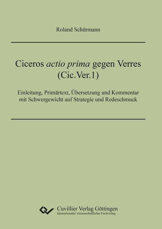 Produktbild: Ciceros actio prima gegen Verres (Cic.Ver.1)