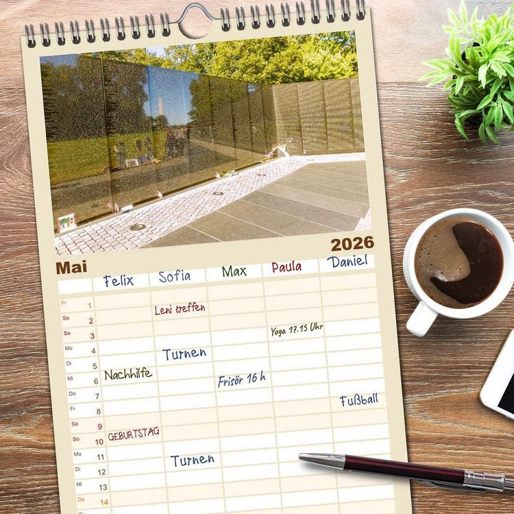 Produktbild: Familienplaner 2026 - Washington, D.C., Hauptstadtzauber der USA mit 5 Spalten (Wandkalender, 21 x 45 cm) CALVENDO