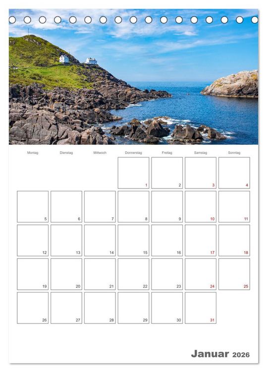 Produktbild: Norwegen - Reiseplaner (Tischkalender 2026 DIN A5 hoch), CALVENDO Monatskalender