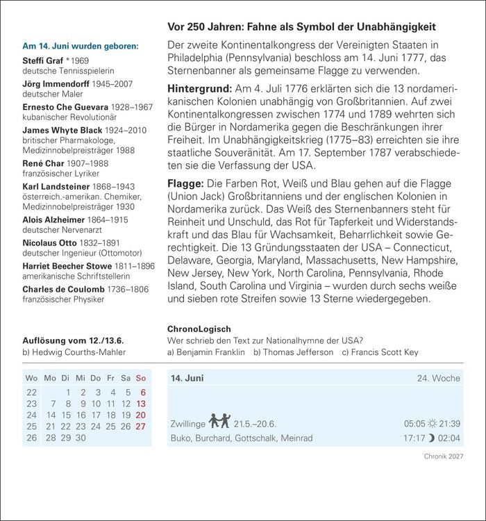 Produktbild: Chronik Tagesabrei&szlig;kalender 2027 - Kulturkalender - Personen, Ereignisse, Schaupl&auml;tze