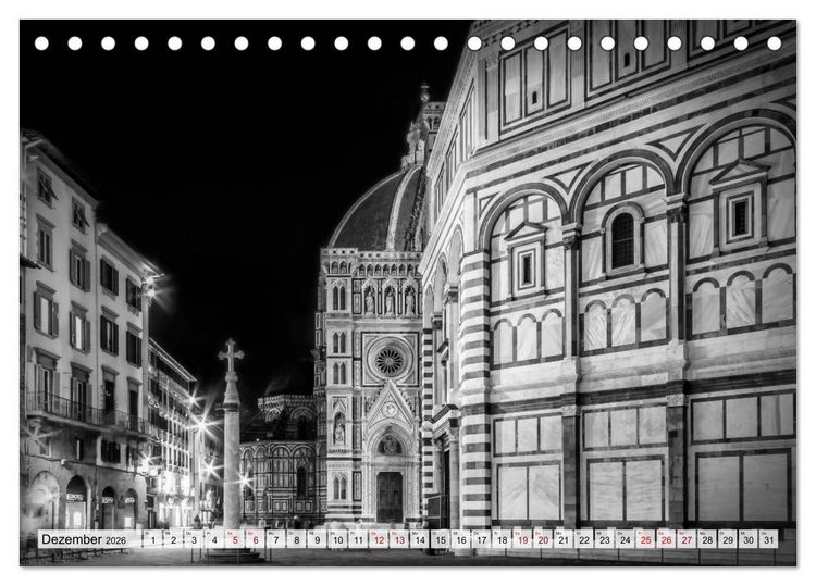 Produktbild: FLORENZ Monochrome Impressionen (Tischkalender 2026 DIN A5 quer), CALVENDO Monatskalender