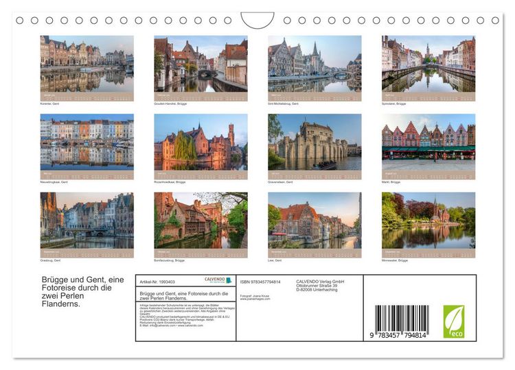 Produktbild: Br&uuml;gge und Gent, eine Fotoreise durch die zwei Perlen Flanderns. (Wandkalender 2026 DIN A4 quer), CALVENDO Monatskalender