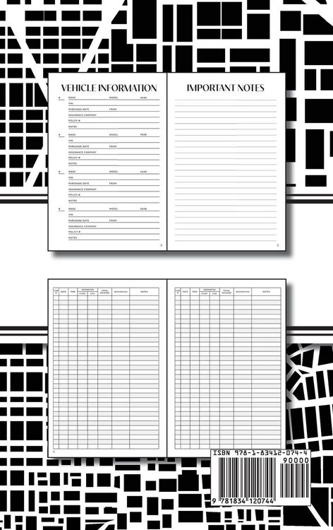 Produktbild: Mileage Tracker (Urban Map Black and White)