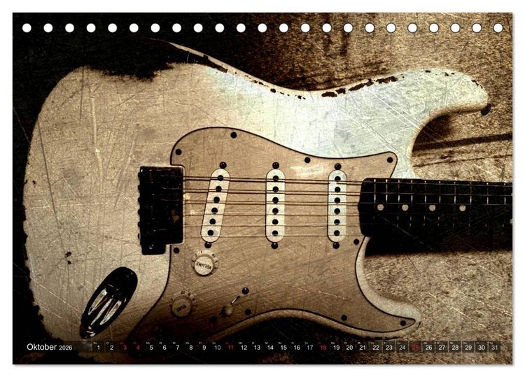 Produktbild: GITARREN Vintage Art (Tischkalender 2026 DIN A5 quer), CALVENDO Monatskalender