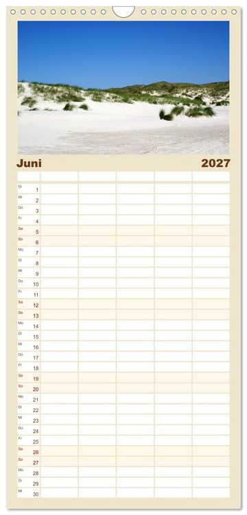 Produktbild: Familienplaner 2027 - Amrum &ndash; Trauminsel in der Nordsee mit 5 Spalten (Wandkalender, 21 x 45 cm) CALVENDO