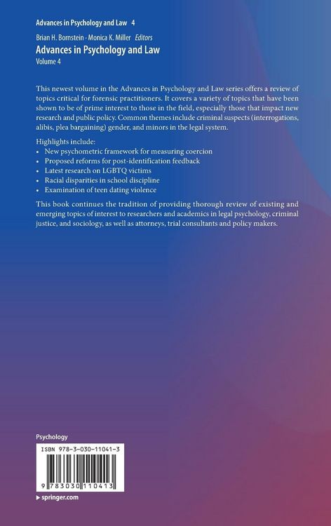 Produktbild: Advances in Psychology and Law