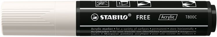 Produktbild: STABILO Acrylmarker, FREE Acrylic T800C, Strichbreite 4-10 mm, wei&szlig;