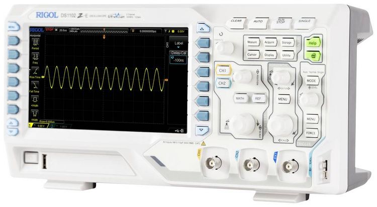 Produktbild: Rigol DS1102Z-E Digital-Oszilloskop 100 MHz 2-Kanal 1 GSa/s 24 Mpts 8 Bit Digital-Speicher (DSO) 1 St.