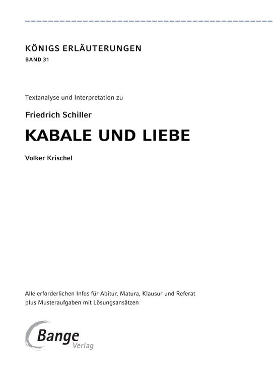 Produktbild: Kabale und Liebe von Friedrich Schiller