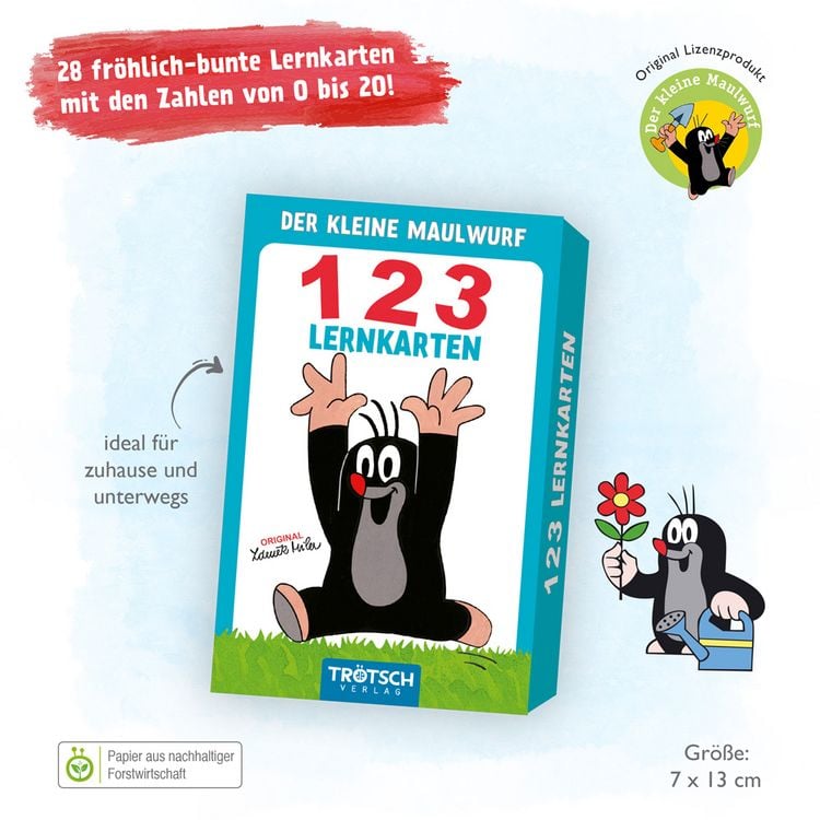 Produktbild: Tr&ouml;tsch Der kleine Maulwurf Kartenset 123 Lernkarten