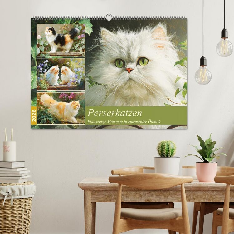 Produktbild: Perserkatzen. Flauschige Momente in kunstvoller &Ouml;loptik (Wandkalender 2026 DIN A2 quer), CALVENDO Monatskalender