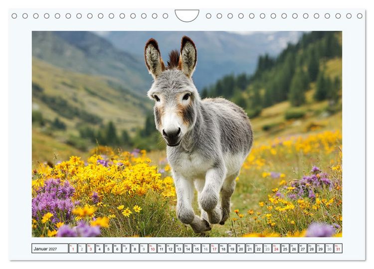 Produktbild: Sanfte Eselpoesie. Momente zwischen Bergwelt und Meer (Wandkalender 2027 DIN A4 quer), CALVENDO Monatskalender