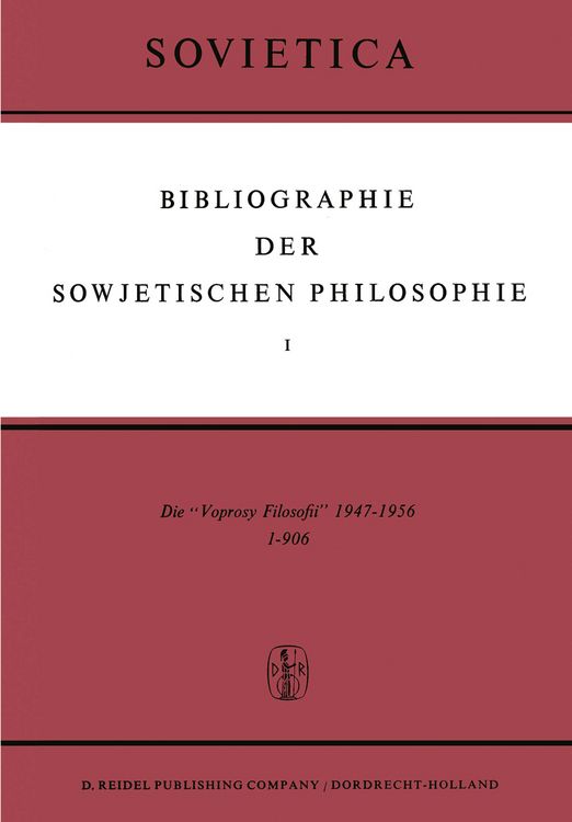Produktbild: Bibliographie der Sowjetischen Philosophie