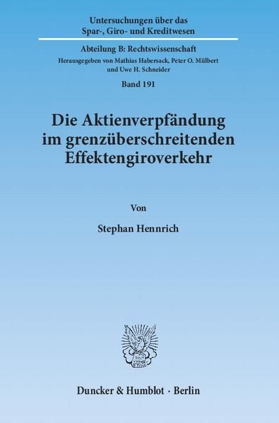 Produktbild: Die Aktienverpf&auml;ndung im grenz&uuml;berschreitenden Effektengiroverkehr.