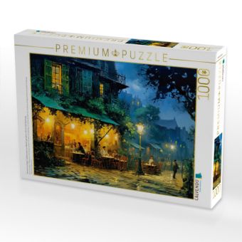 Produktbild: CALVENDO Puzzle Vincent van Goghs "Caf&eacute;terrasse am Abend" gemalt im Stil von Carl Spitzweg | 1000 Teile Lege-Gr&ouml;&szlig;e 64x48cm Foto-Puzzle f&uuml;r gl&uuml;ckliche