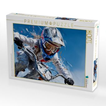 Produktbild: CALVENDO Puzzle BMX-Fahrerin in Aktion. Kraftvolles Sportmotiv im k&uuml;nstlerischen Stil | 1000 Teile Lege-Gr&ouml;&szlig;e 64x48cm Foto-Puzzle f&uuml;r gl&uuml;ckliche Stunden