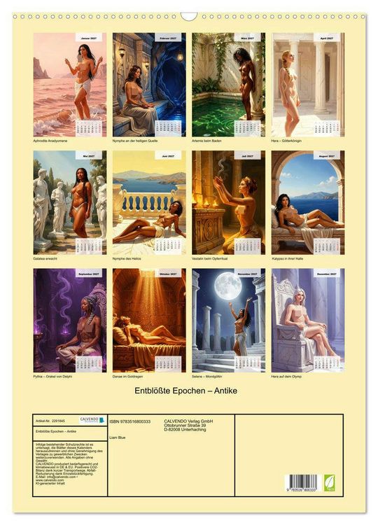 Produktbild: Entbl&ouml;&szlig;te Epochen &ndash; Antike (Wandkalender 2027 DIN A2 hoch), CALVENDO Monatskalender