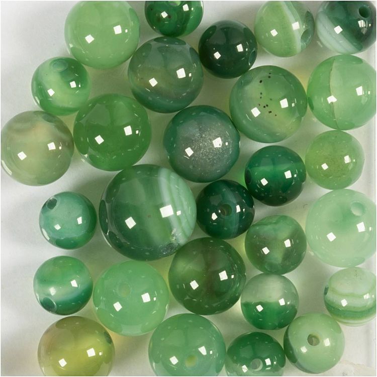Produktbild: Creativ Company Achat Steinperlen, Gr&ouml;&szlig;e 13x8, 15x6 mm, Lochgr&ouml;&szlig;e 0,9-1 mm, Gr&uuml;n transparent, 28 Stk