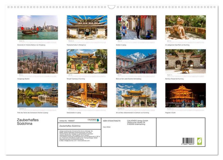 Produktbild: Zauberhaftes S&uuml;dchina (Wandkalender 2026 DIN A2 quer), CALVENDO Monatskalender