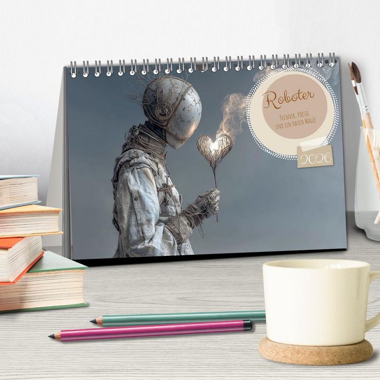 Produktbild: Roboter &ndash; Technik, Poesie und ein Hauch Magie (Tischkalender 2026 DIN A5 quer), CALVENDO Monatskalender