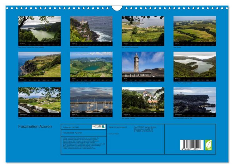 Produktbild: Faszination Azoren (Wandkalender 2026 DIN A3 quer), CALVENDO Monatskalender