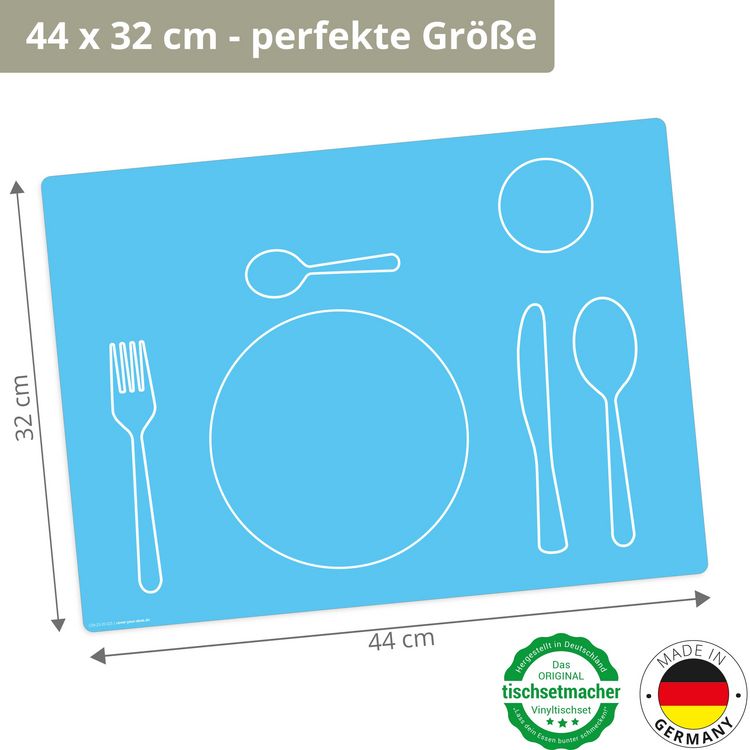 Produktbild: Tischsetmacher Tischset f&uuml;r Kinder Montessori Lerntischset in blau, aus hochwertigem Vinyl , 44 x 32 cm