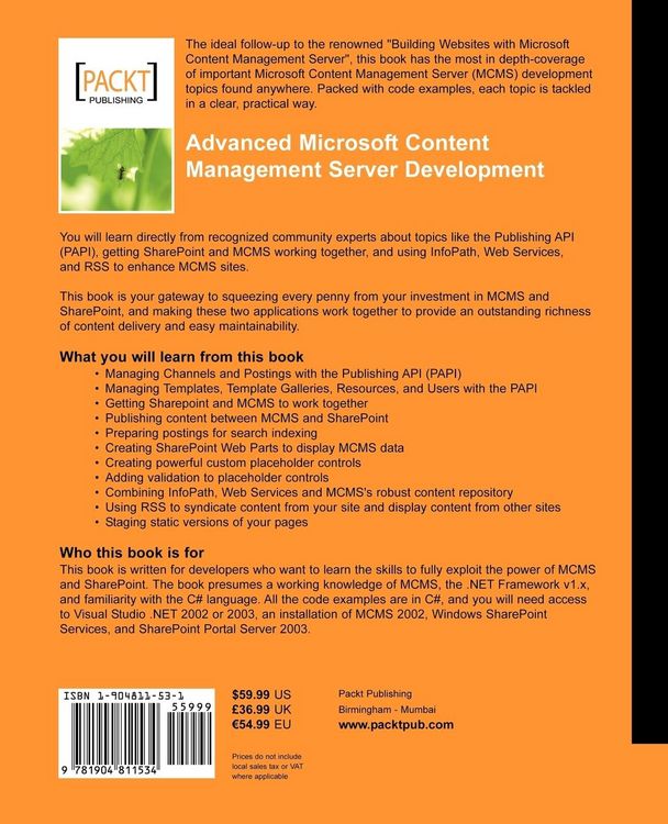 Produktbild: Advanced Microsoft Content Management Server Development
