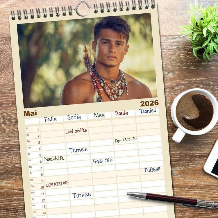 Produktbild: Familienplaner 2026 - Im Bann des Kriegers mit 5 Spalten (Wandkalender, 21 x 45 cm) CALVENDO