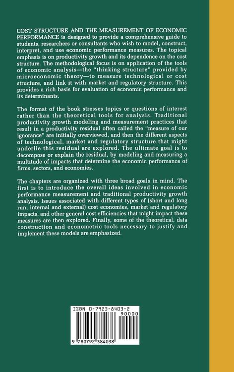 Produktbild: Cost Structure and the Measurement of Economic Performance