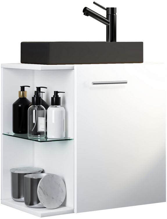 Produktbild: 2-tlg Waschtisch Hausa Toilette schmal Schwarz
