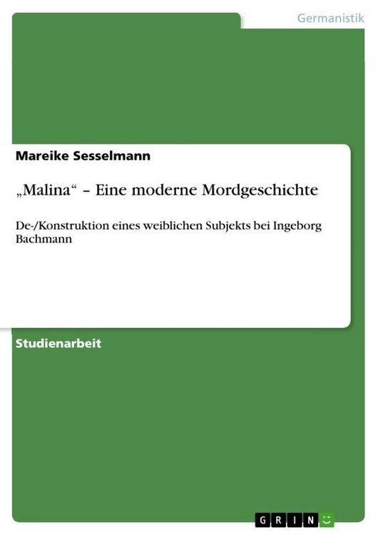 Produktbild: "Malina" - Eine moderne Mordgeschichte