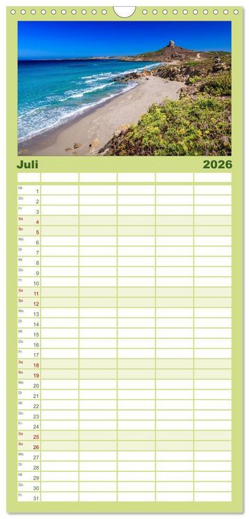 Produktbild: Familienplaner 2026 - Sardinien - Traumstr&auml;nde am Mittelmeer mit 5 Spalten (Wandkalender, 21 x 45 cm) CALVENDO