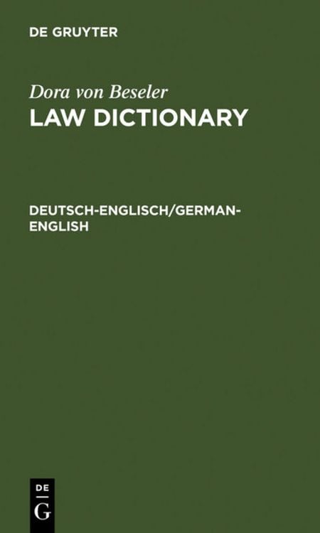 Produktbild: Dora von Beseler: Law Dictionary / Deutsch-Englisch/German-English