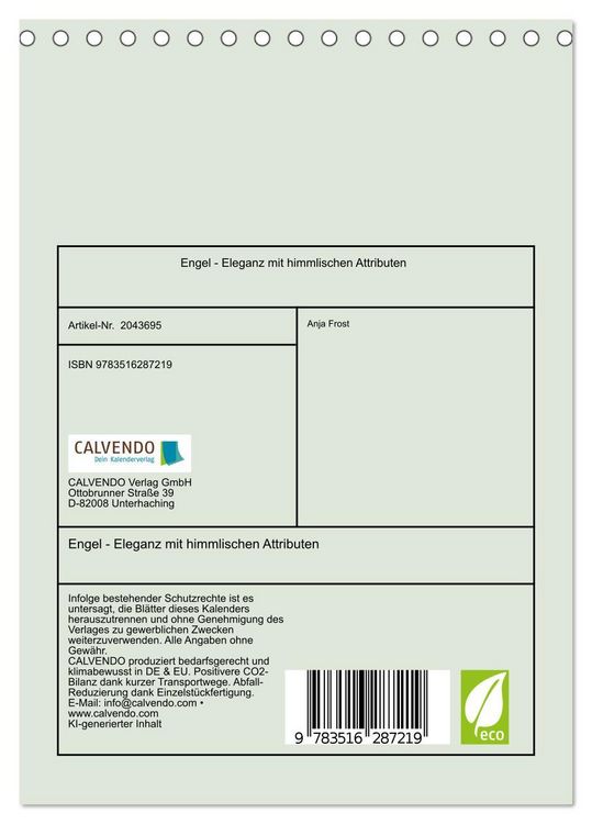 Produktbild: Engel - Eleganz mit himmlischen Attributen (Tischkalender 2026 DIN A5 hoch), CALVENDO Monatskalender
