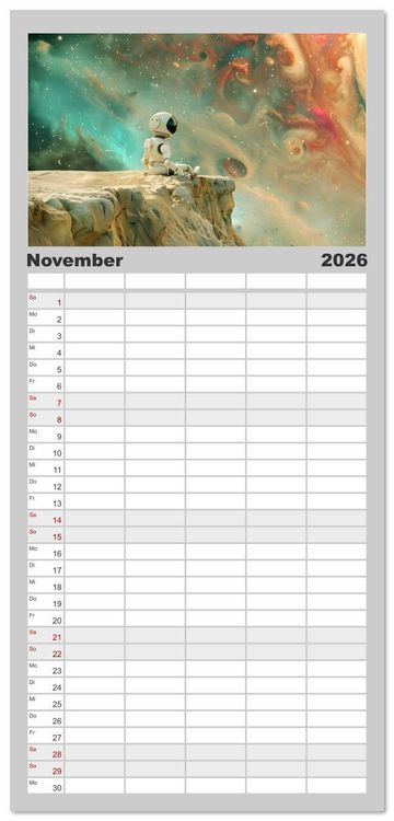 Produktbild: Familienplaner 2026 - Zwischen Sternenstaub und Stille mit 5 Spalten (Wandkalender, 21 x 45 cm) CALVENDO