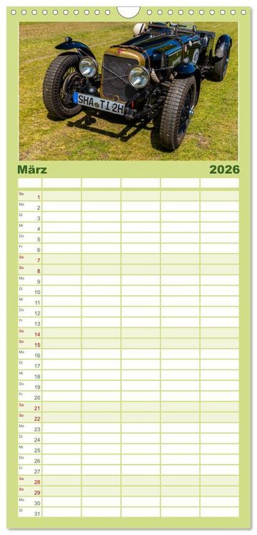 Produktbild: Familienplaner 2026 - Historischer Rennsport - vom Feinsten mit 5 Spalten (Wandkalender, 21 x 45 cm) CALVENDO