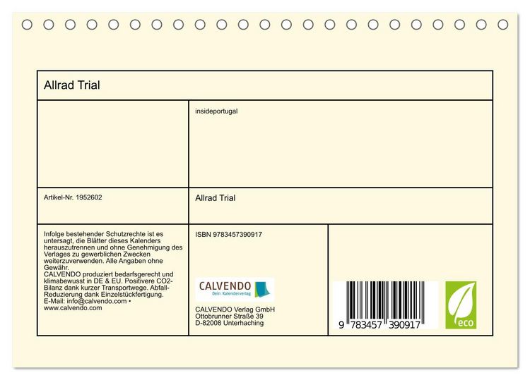 Produktbild: Allrad Trial (Tischkalender 2026 DIN A5 quer), CALVENDO Monatskalender