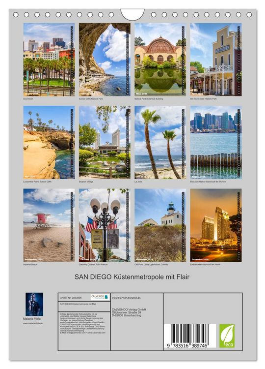 Produktbild: SAN DIEGO K&uuml;stenmetropole mit Flair (Wandkalender 2026 DIN A4 hoch), CALVENDO Monatskalender