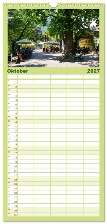 Produktbild: Familienplaner 2027 - Spaziergang in Meran mit 5 Spalten (Wandkalender, 21 x 45 cm) CALVENDO