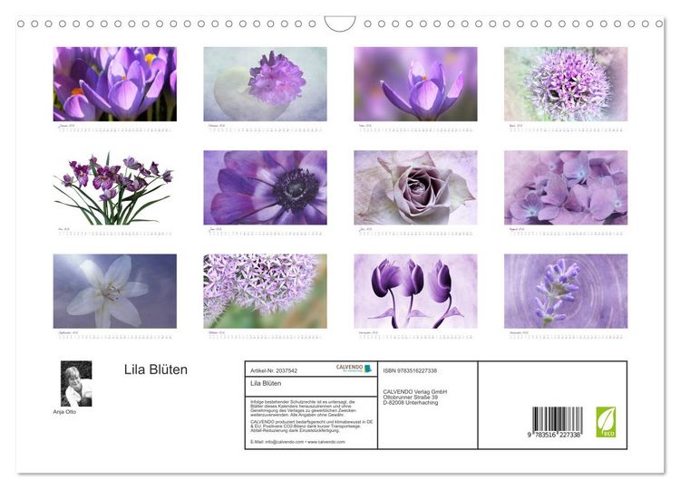 Produktbild: Lila Bl&uuml;ten (Wandkalender 2026 DIN A3 quer), CALVENDO Monatskalender