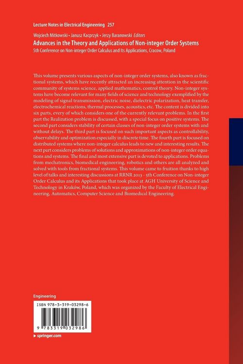 Produktbild: Advances in the Theory and Applications of Non-integer Order Systems