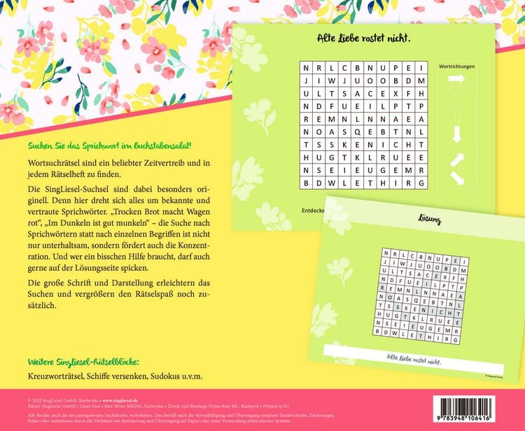 Produktbild: Wortsuchr&auml;tsel f&uuml;r Senioren mit vertrauten Sprichw&ouml;rtern. Spiele-Spa&szlig;, Besch&auml;ftigung und Ged&auml;chtnistraining f&uuml;r Senioren. Auch mit Demenz. Gro&szlig;druck.