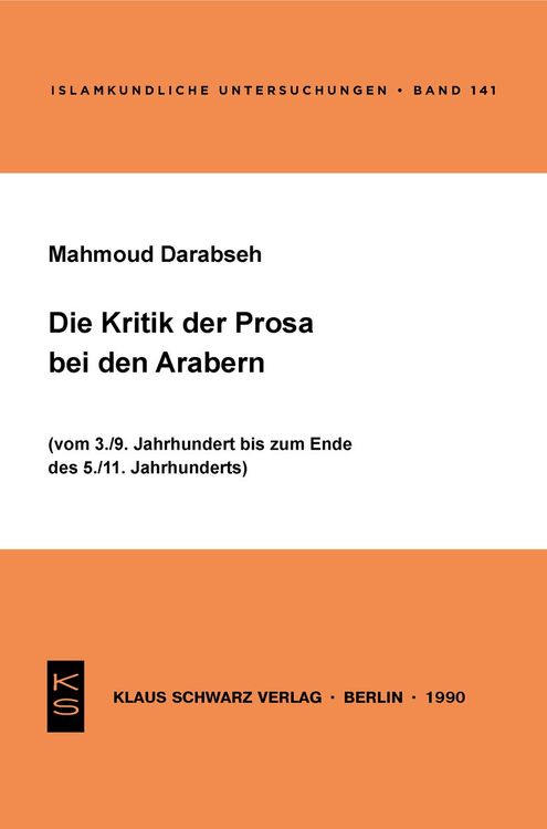 Produktbild: Die Kritik der Prosa bei den Arabern